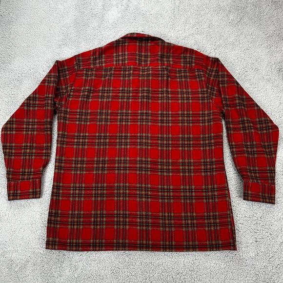 Shaver Lake Men Button Up Shirt Large Red Plaid Flannel Long Sleeve Collar - Picture 8 of 9